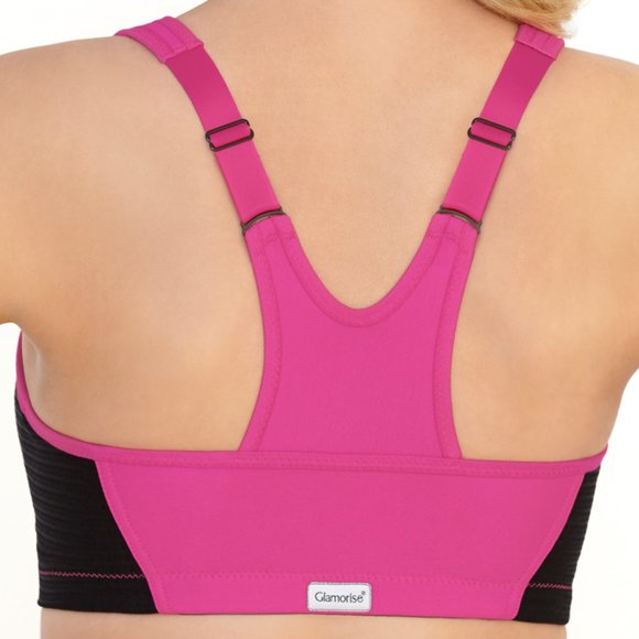 Set of 3! 38B Glamorise SPORT Bra (HIGH-IMPACT) Pink (RACERBACK) T-Back Zip NEW - Picture 5 of 16